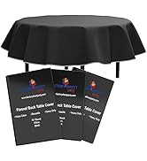 Exquisite Black Vinyl Tablecloths - 70 in. Round - Pack of 3 Round Tablecloth - Black Flannel Bac...