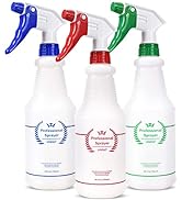 Uineko Plastic Spray Bottle (3 Pack, 24 Oz, 3 Colors) Heavy Duty All-Purpose Empty Spraying Bottl...