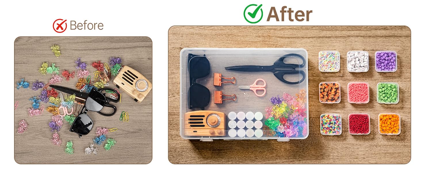 The spacious, multi-purpose transparent storage box keeps your space organized and tidy