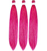 Tinsel Braiding Hair Pre stretched Meganta Pink Braiding Hair for Glitter Braids