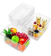 6 Pack Organizers and Storage, Pantry Organization and Storage Bins, Cabinet Organizer, Clear Pla...