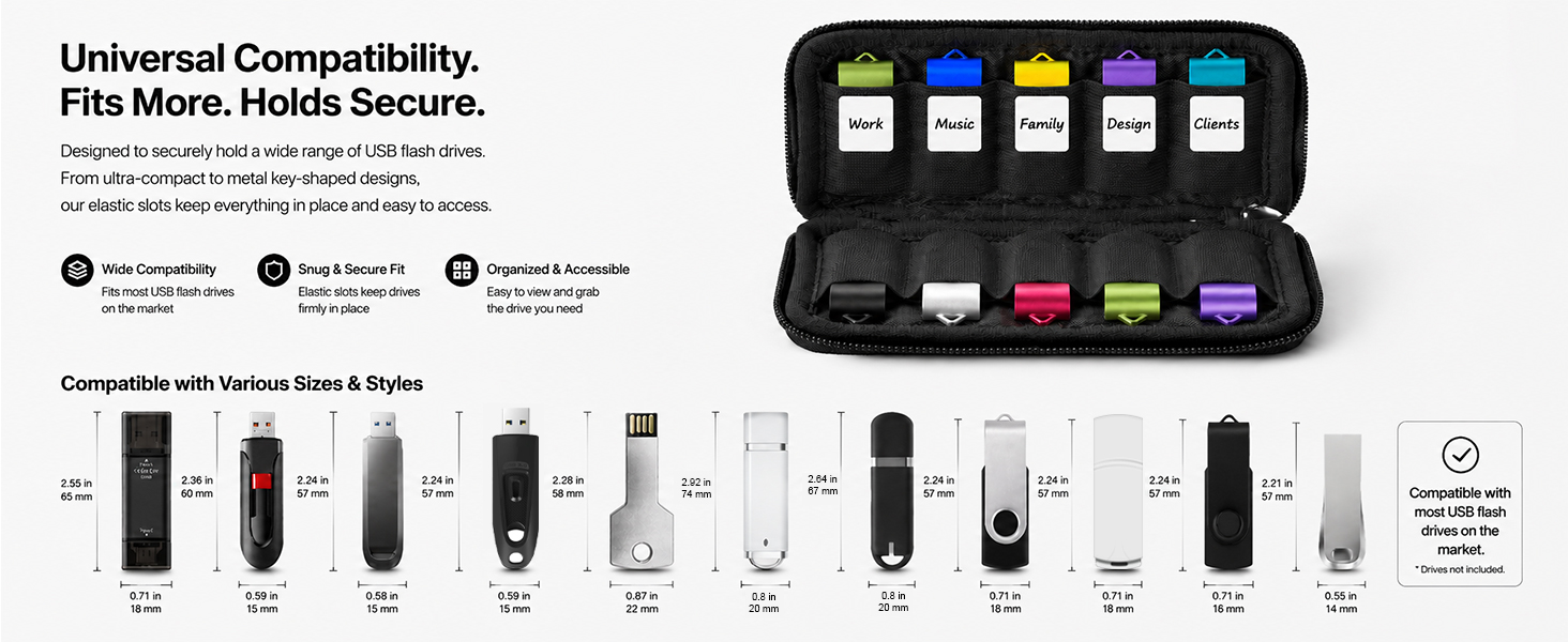 anti static usb flash drive case holder with labeling stickers small tech organizer for purse bag