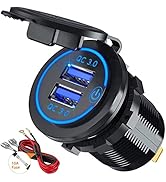 GemCoo 12V USB Outlet 36W QC 3.0 USB Charger Socket with Power Switch, 12V/24V USB Charger Socket...