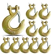 1/4" Clevis Slip Hook, 10 Pack Heavy Duty G70 Steel Clevis Hook with Safety Latch for Deck Hauler...
