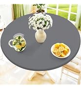 Moosfor Spandex Round Tablecloth, Fitted Table Cloth for 45"-56" Tables | Elastic Outdoor Picnic ...