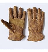 NBLEAGLO Premium Brown Retro Cowhide Leather Work Gloves Tie-Dye Design Durable Motorcycle & Work...