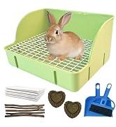 MUYG Guinea Pig Litter Box,Bunny Plastic Square Cage Toilet with Grate Rabbits Corner Litter Bedd...