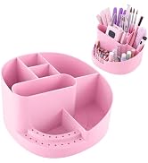 MelodySusie Pink Acrylic Nail Tools Storage Box with 18 Holes & 7 Compartments,Sturdy Large Capac...