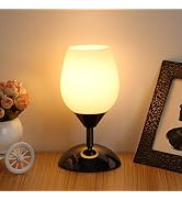 Boncoo Touch Control Table Lamp Dimmable Small Lamp Ambient Light with White Opal Glass Shade Sim...