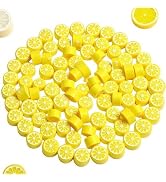 200Pcs Yellow Lemon Polymer Clay Beads,10mm Fruit Charm Spacer Beads for Jewelry Making,Necklace,...