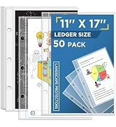 11 x 17 Page Protectors, 50Pack, Vertical Protective Sheets, Side Loading, Ledger Size Document H...