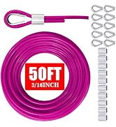 VIVBOO Stainless Steel Cable & Wire Rope 3/16" Vinyl Coated Steel Cable 50ft/100ft Length Ideal S...