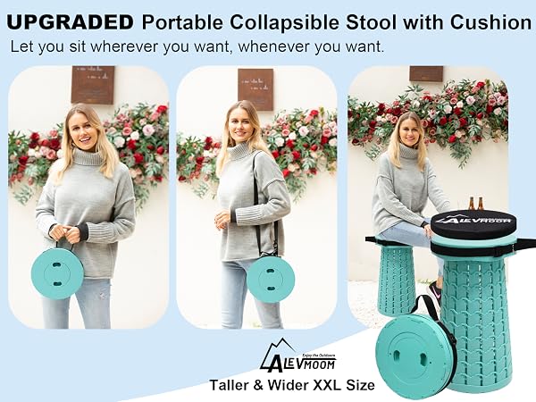 Xxl collapsible stool with thick cushion