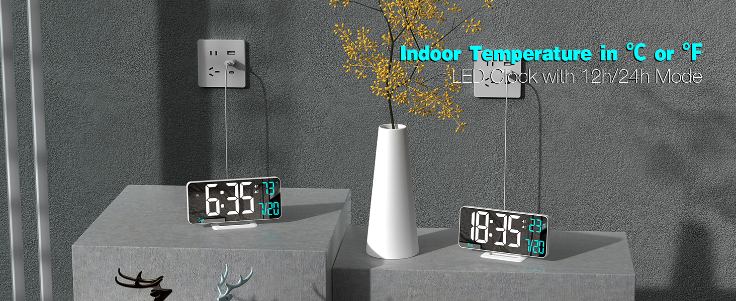 digital clock with temperature C and F