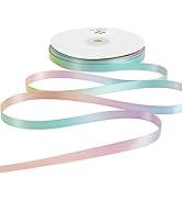 MEEDEE Pastel Satin Ribbon Pastel Rainbow Ribbon Pastel Color Craft Ribbons 3/8 inch Gift Ribbons...
