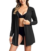 SANTINY Women's UPF50+ Swim Cover Up Sun Protection Hoodie Long UV Jacket SPF Lightweight Swimsui...