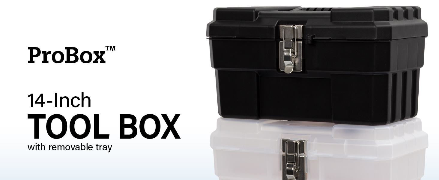Akro-Mils 14 inch portable plastic tool box 14 inches wide with removable tray