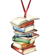 1Pcs Multicolour Book Stack Ornament for Christmas Tree, Book Lover Pendant Decoration Decorative...