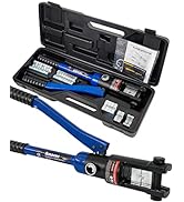 AMZCNC Industrial Hydraulic Cable Lug Crimper (16 TON) 9 AWG to 600 MCM Electrical Terminal Cable...