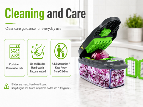 Cleaning and care for manual dicer