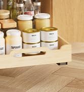 Golener Pull Out Cabinet Organizer - 2-Tier Slide Out Bamboo Drawers for Kitchen Cabinets, Bathro...