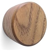 6 Pack Walnut Wood Cabinet Knobs Finished - 1 ½ " Diameter Round Shape - Wooden Drawer Pulls, Han...