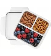 carrotez 3 Compartment Snack Container, Small Divided Food and Snack Container with Lids for Adul...
