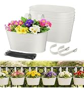 MADHOLLY Railing Planter with Drainage Holes - 6Pcs Sturdy Bucket Pots for Railing Fence, Country...