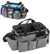 LoDrid Wearable Cleaning Caddy Bag with 4 Foldable Dividers, Cleaning Supply Tote for Cleaning Su...