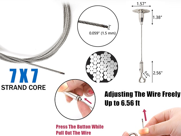 ELFULLY 8 Pcs Adjustable Hanging Wire