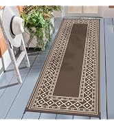 GENIMO Outdoor Rug Waterproof 2.5' x 8' for Patio, Foldable Reversible Plastic Straw Runner Rugs ...