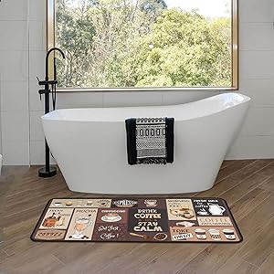 Coffee Kitchen Rugs and Mats Non-Slip, Washable, Stain and Fade Resistant