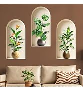 Tanlaby 3D Potted Plants Wall Stickers Green Plants Leaves Wall Decals | Peel and Stick Wall Art ...