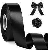 30Yards 1In Black Satin Ribbon for Gift Wrapping Graduation Halloween Decor | Sleek Glossy, Wear ...