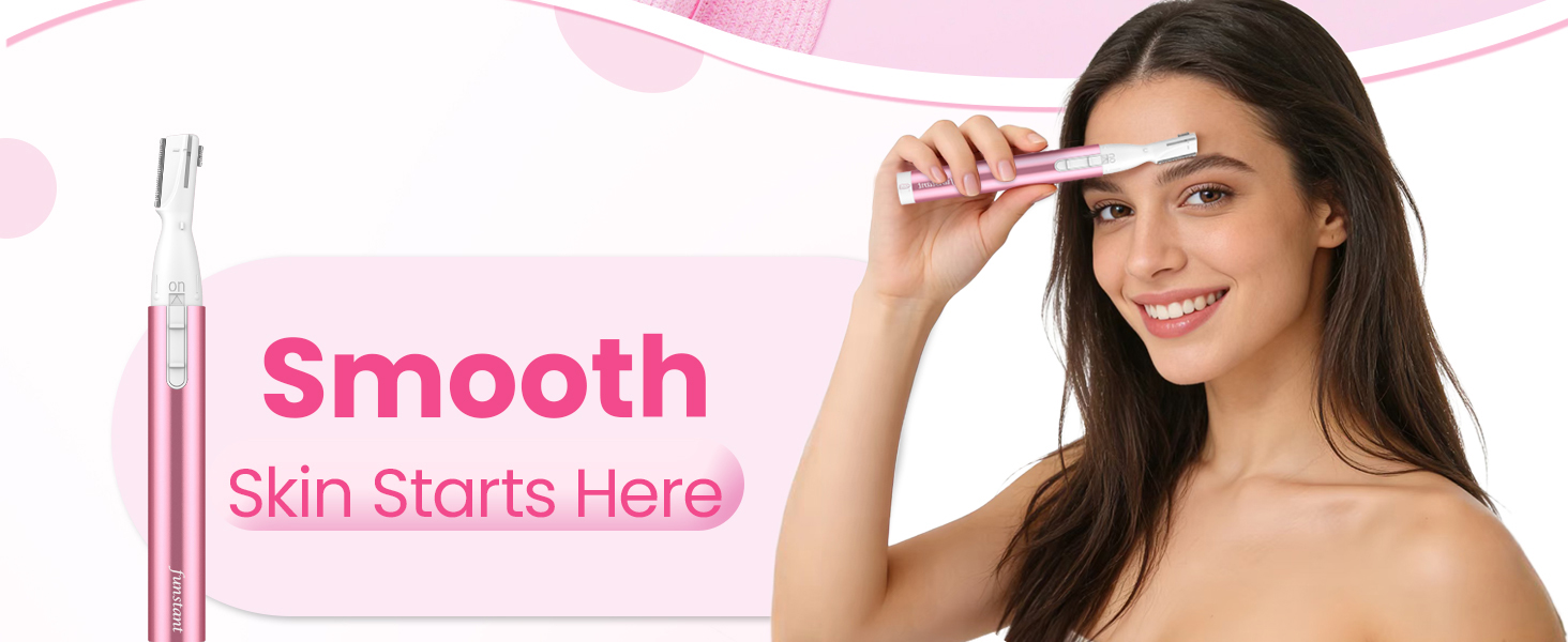 Woman using an electric eyebrow trimmer to shape her brows with a gentle motion