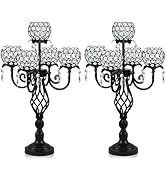 Kehail 5-Arm Crystal Candelabra Centerpiece 23.2" Tall - Elegant Candle Holder Stand with Crystal...