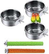 PINVNBY Stainless Steel Bowls for Birds,Parrot Feeding Dish Cups Parakeet Food Water Dishes with ...