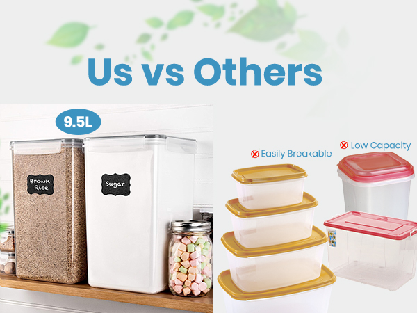 airtight food storage, food storage containers with lids for pantry, canisters for flour storage