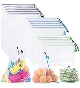 SPLF 18 Pcs Heavy Duty Reusable Mesh Produce Bags, Barcode Scanable See Through Food Safe Mesh Ba...