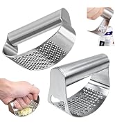Garlic Press Rocker 2-Pack Bundle, 304 Stainless Steel Garlic Mincer Set with Peeler, Cleaning Br...