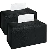2Pcs Tissue Box Cover, Rectangular with Bottom Belt - PU Leather Tissue Cover Decorative Organize...