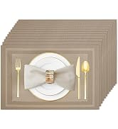 Uolr Placemats Set of 12 Washable& Wipeable Silver Placemats for Dining Table Kitchen Indoor Outd...