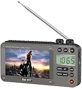 SEMIER 720p 4.3" Screen AM FM SW Movie Video Radio with Bluetooth, Rechargeable Pocket Digital Mo...