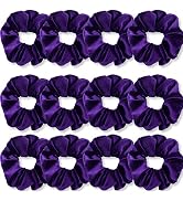 IVARYSS Purple Scrunchies, Premium Velvet Soft Hair Scrunchy, Solid Colors Thick Elastic Bands, H...