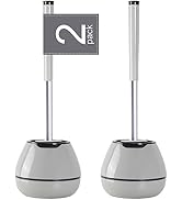 BOOMJOY Toilet Brush and Holder 2 Packs, Silicone Toilet Bowl Brush with Tweezers for Bathroom, R...