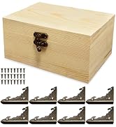 VIKOS Products 6.7"x5.1"x3.1" Unfinished Unpainted Wooden Box with Hinged Lid for Crafts DIY, Sto...
