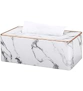 KINGFOM Rectangular PU Leather Tissue Box Holder, Facial Tissue Case Napkin Dispenser for Home Of...