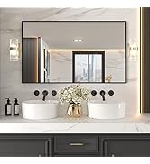 LOAAO Black Metal Framed Mirror 60"X36"