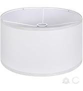 OUTON White Large Drum Lamp Shades for Floor Lamps, 17.5" Top x 17.5" Bottom x 10" High, Easy to ...