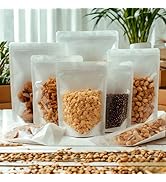 PABCK Clear Kraft Paper Resealable Bag Stand Up White Seeds Envelope Plastic Food Storage Bag Hea...